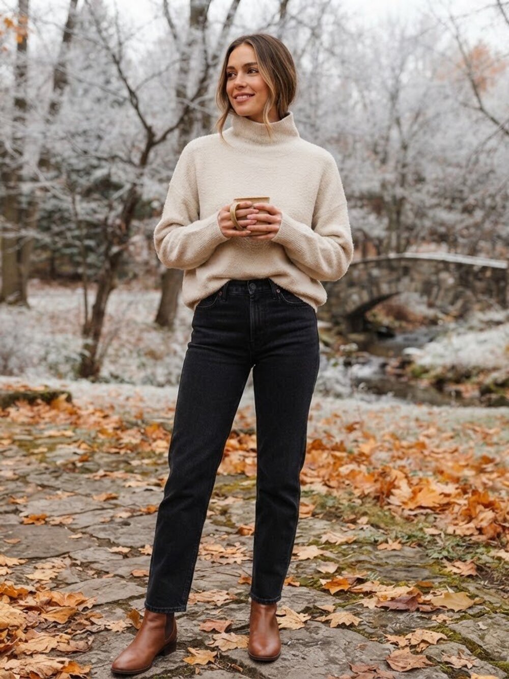 Aritzia Wilfred Free Fuzzy Mock Neck Sweater Cream Ivory XS